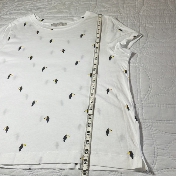 Loft Toucan Print XL white tunic style basic tee Tropical patterned layering top - Picture 8 of 9